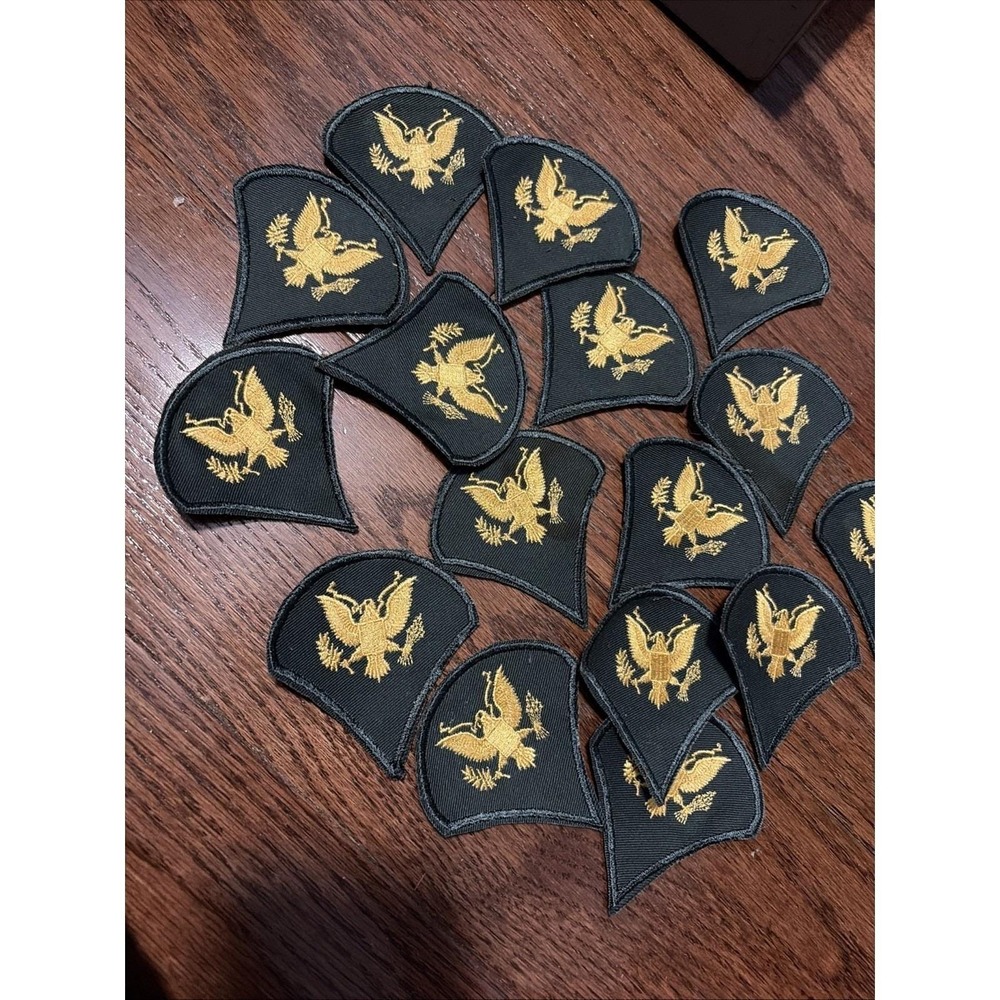 US Army Specialist E-4 Rank Patch Lot Gold Eagle Black Embroidered Military